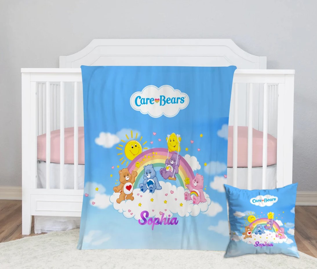 Personalized Care Bear Bedding Set Care Bears Blanket Care Bear Fan Gift Cartoon Fleece Blanket